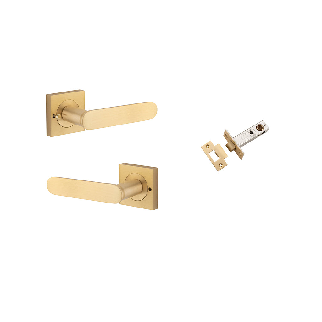 Bronte Lever - Square Rose Brushed Brass / Privacy / Inbuilt Privacy Kit