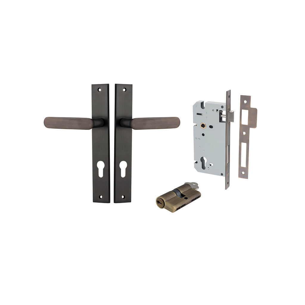 Bronte Lever - Rectangular Backplate Signature Brass / Entrance / Entrance Kit Dual Function (Key-Key)