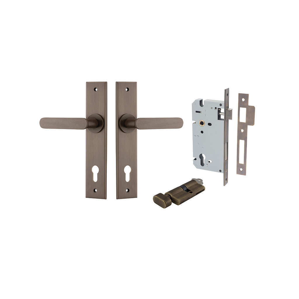 Bronte Lever - Chamfered Backplate Signature Brass / Entrance / Entrance Kit (Key-Thumb)