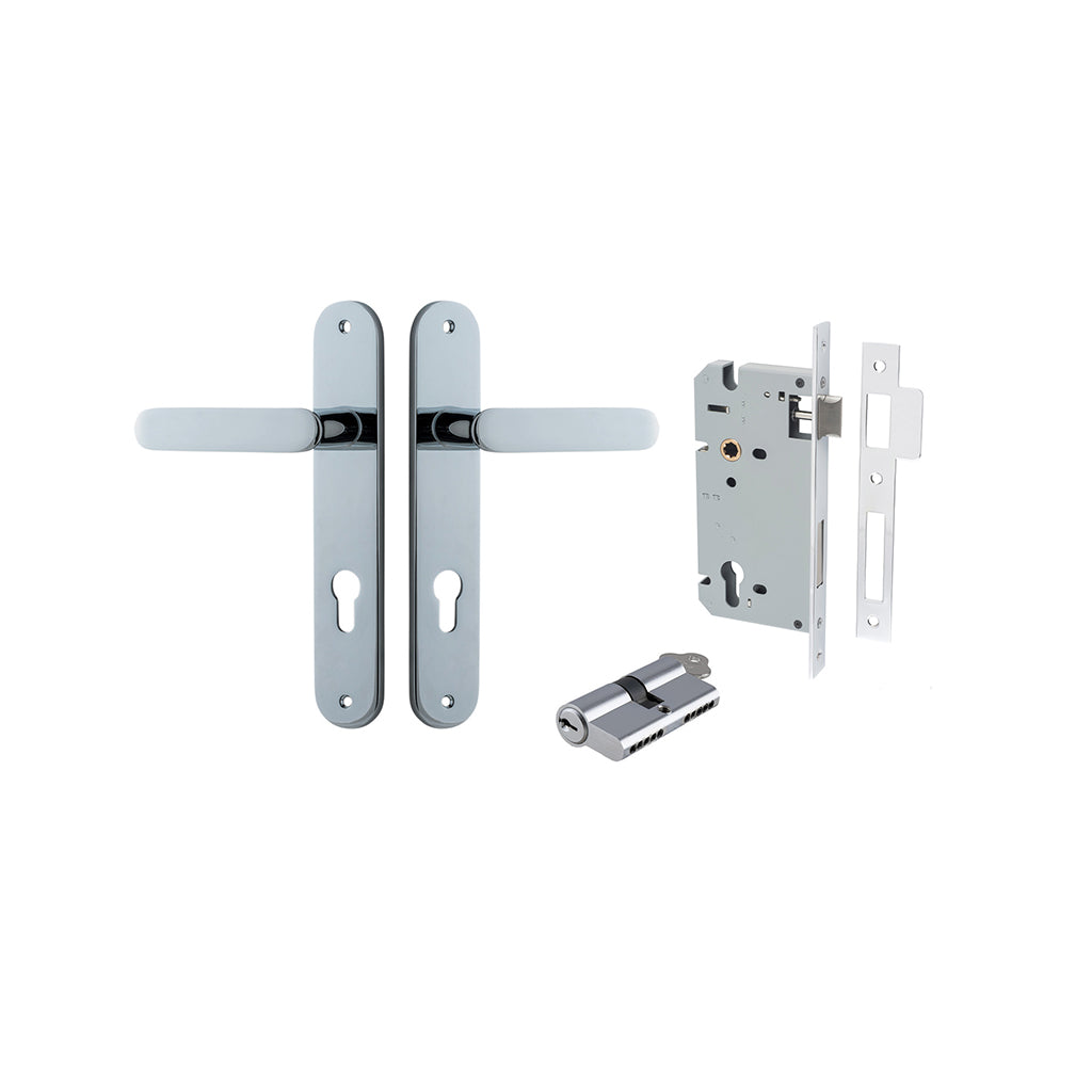 Bronte Lever - Oval Backplate Polished Chrome / Entrance / Entrance Kit Dual Function (Key-Key)