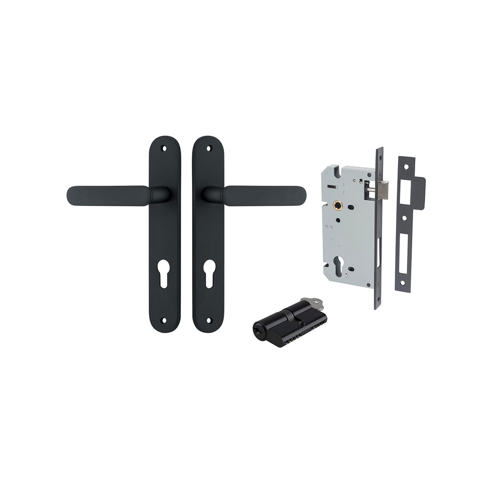 Bronte Lever - Oval Backplate Matt Black / Entrance / Entrance Kit Dual Function (Key-Key)