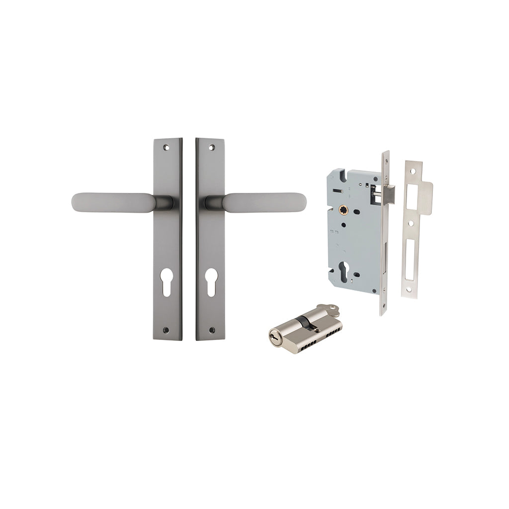 Bronte Lever - Rectangular Backplate Satin Nickel / Entrance / Entrance Kit Dual Function (Key-Key)