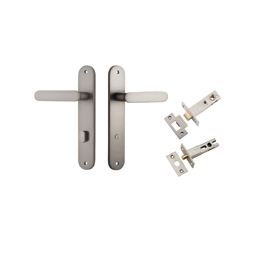Bronte Lever - Oval Backplate Satin Nickel / Privacy / Separate Privacy Kit
