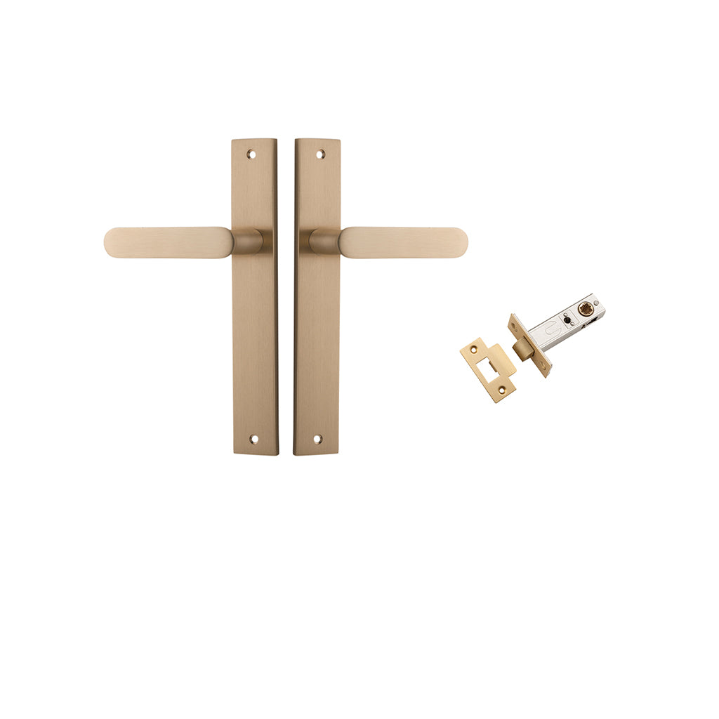 Bronte Lever - Rectangular Backplate Brushed Brass / Passage / Passage Kit