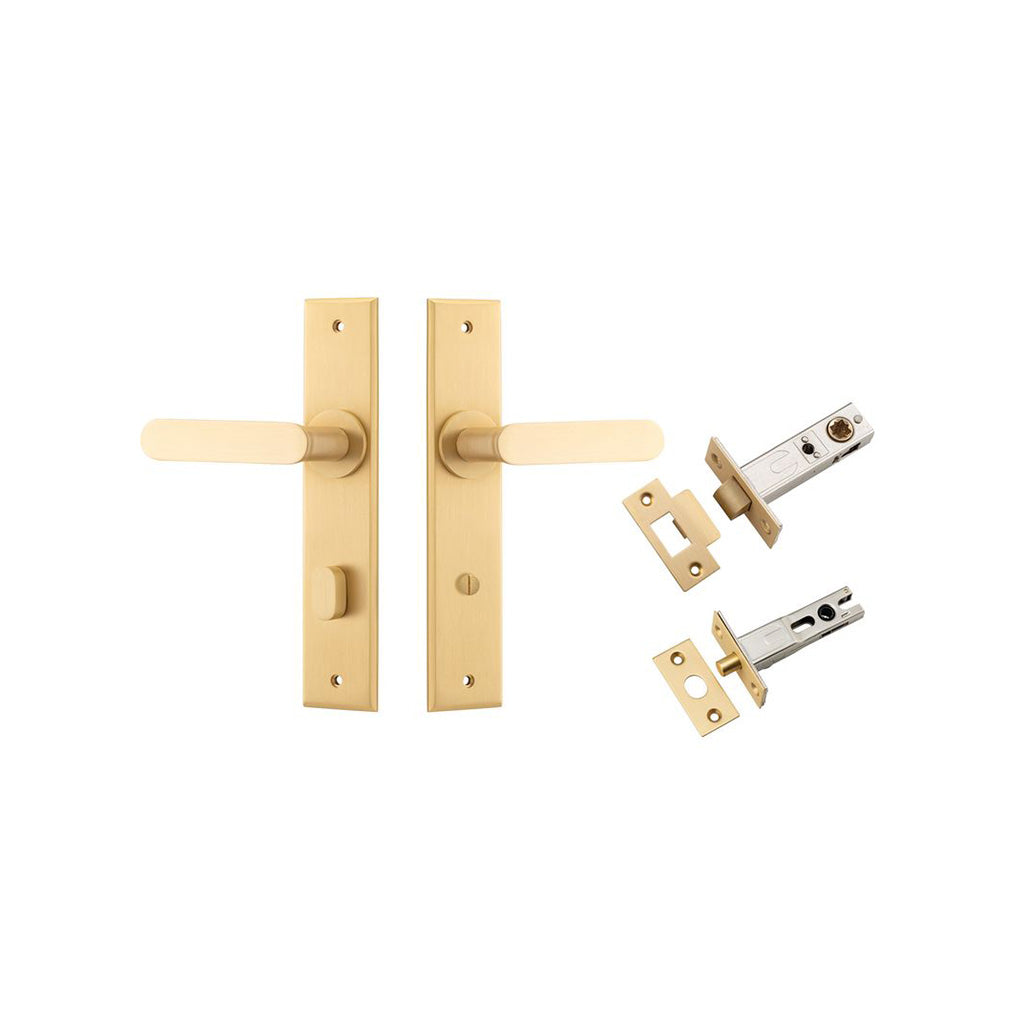 Bronte Lever - Chamfered Backplate Brushed Brass / Privacy / Separate Privacy Kit