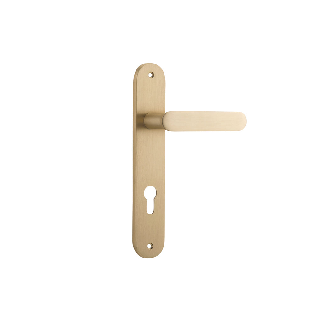 Bronte Lever - Oval Backplate Brushed Brass / Entrance / Lever Set Only