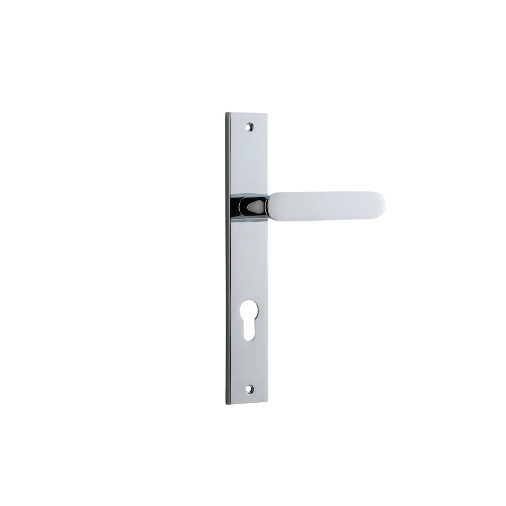 Bronte Lever - Rectangular Backplate Polished Chrome / Entrance / Lever Set Only