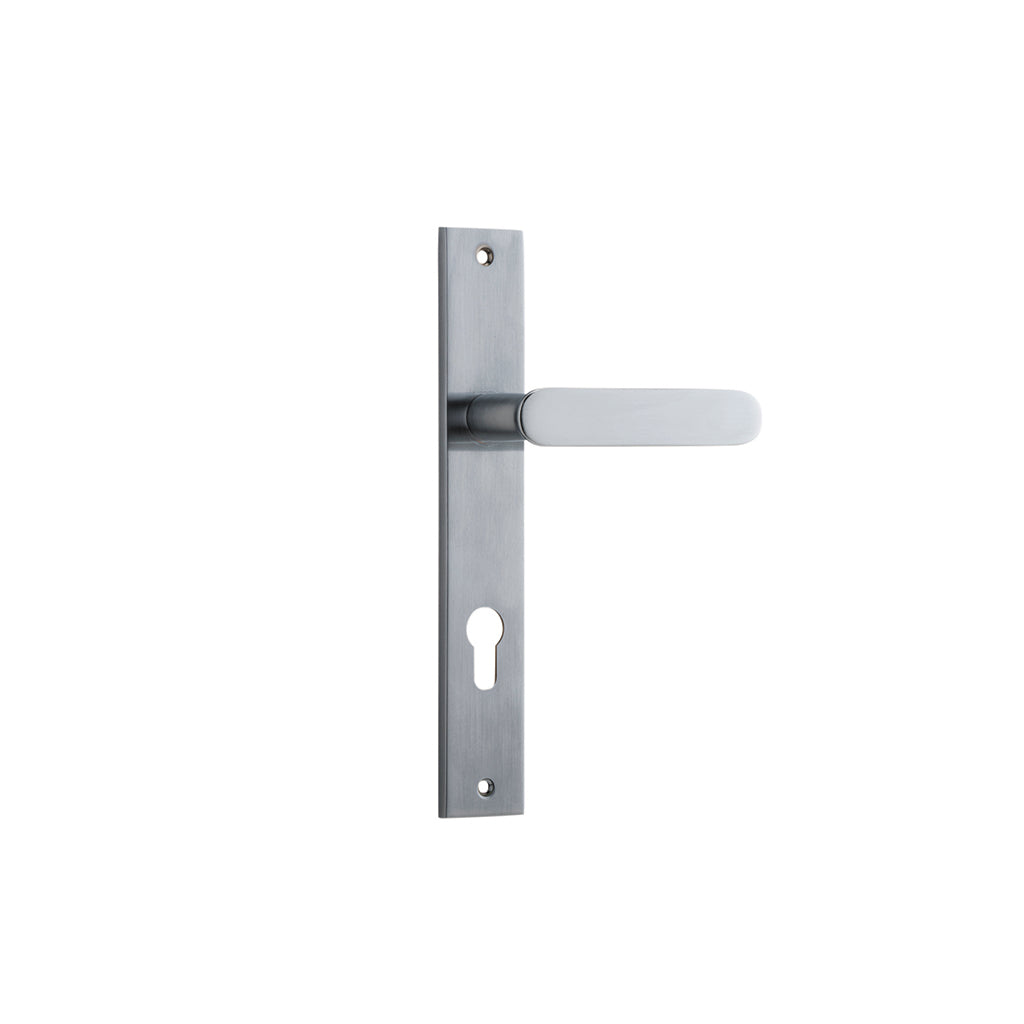 Bronte Lever - Rectangular Backplate Brushed Chrome / Entrance / Lever Set Only