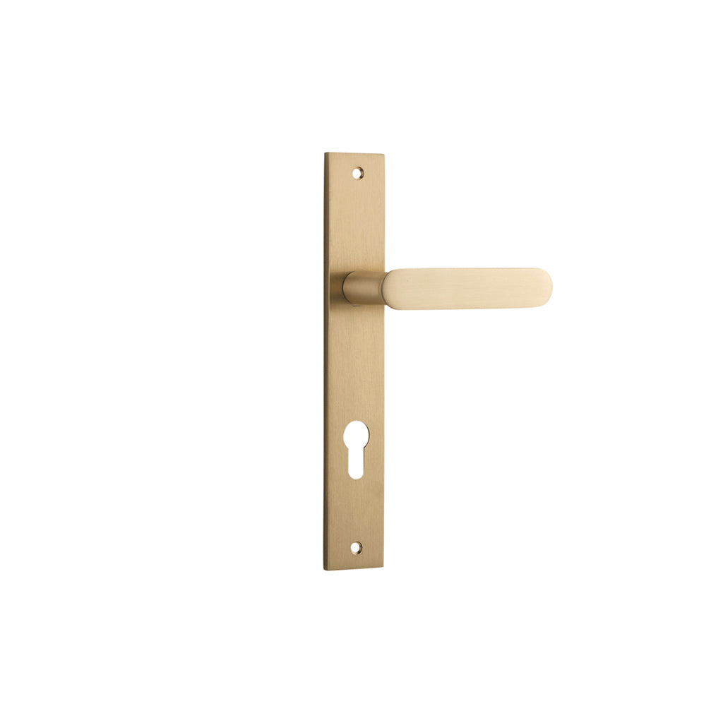 Bronte Lever - Rectangular Backplate Brushed Brass / Entrance / Lever Set Only