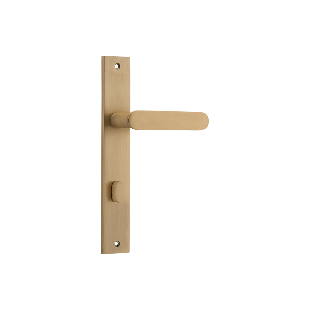 Bronte Lever - Rectangular Backplate Brushed Brass / Privacy / Lever Set Only
