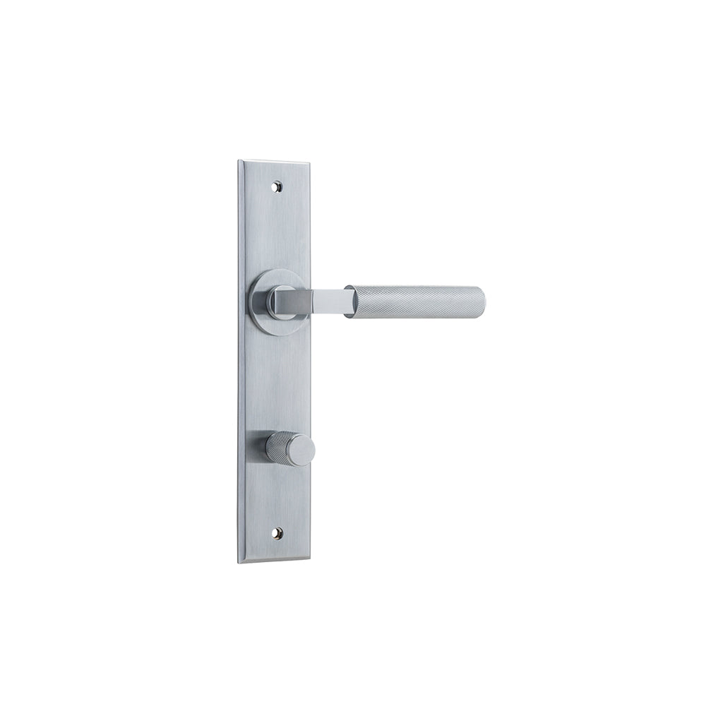 Brunswick Lever - Chamfered Backplate Brushed Chrome / Privacy / Lever Set Only