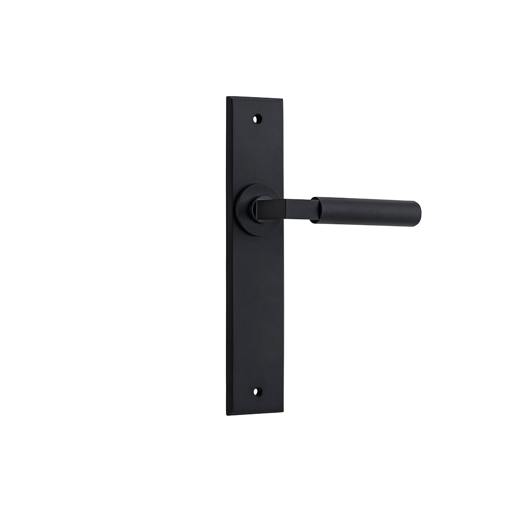 Brunswick Lever - Chamfered Backplate Matt Black / Passage / Lever Set Only