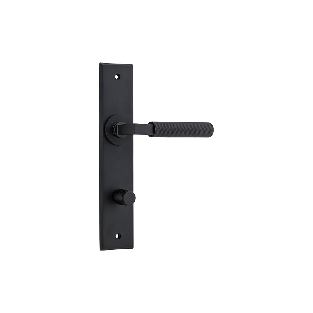 Brunswick Lever - Chamfered Backplate Matt Black / Privacy / Lever Set Only