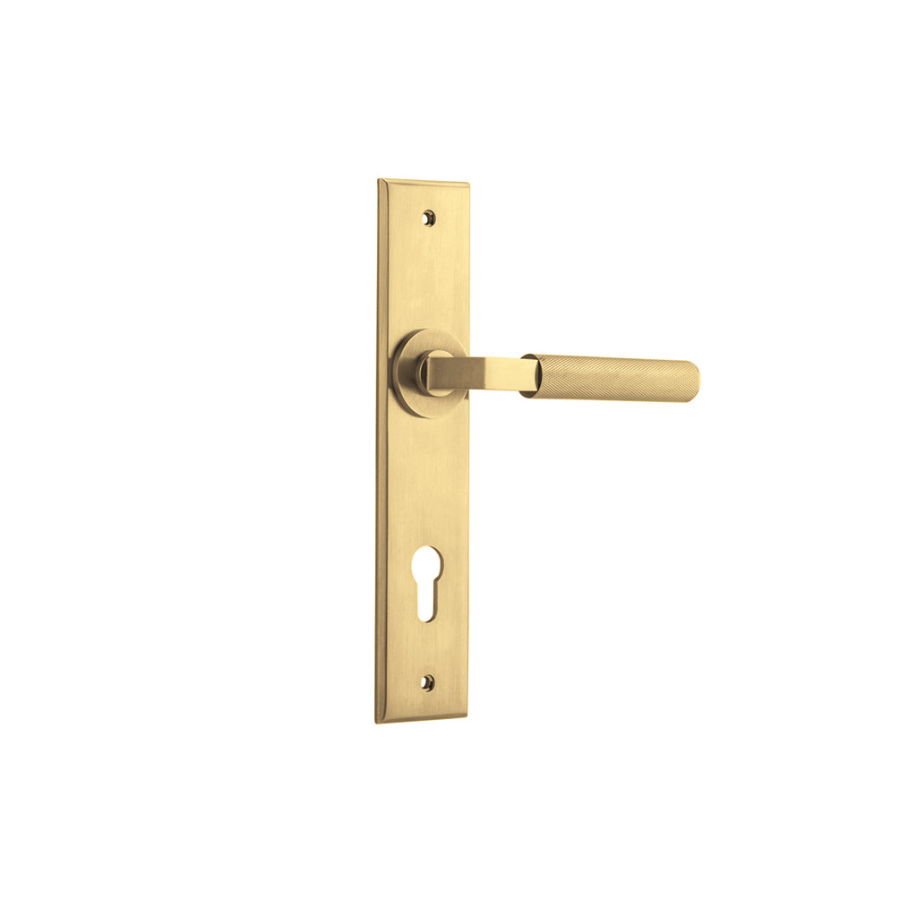 Brunswick Lever - Chamfered Backplate Brushed Gold PVD / Entrance / Lever Set Only