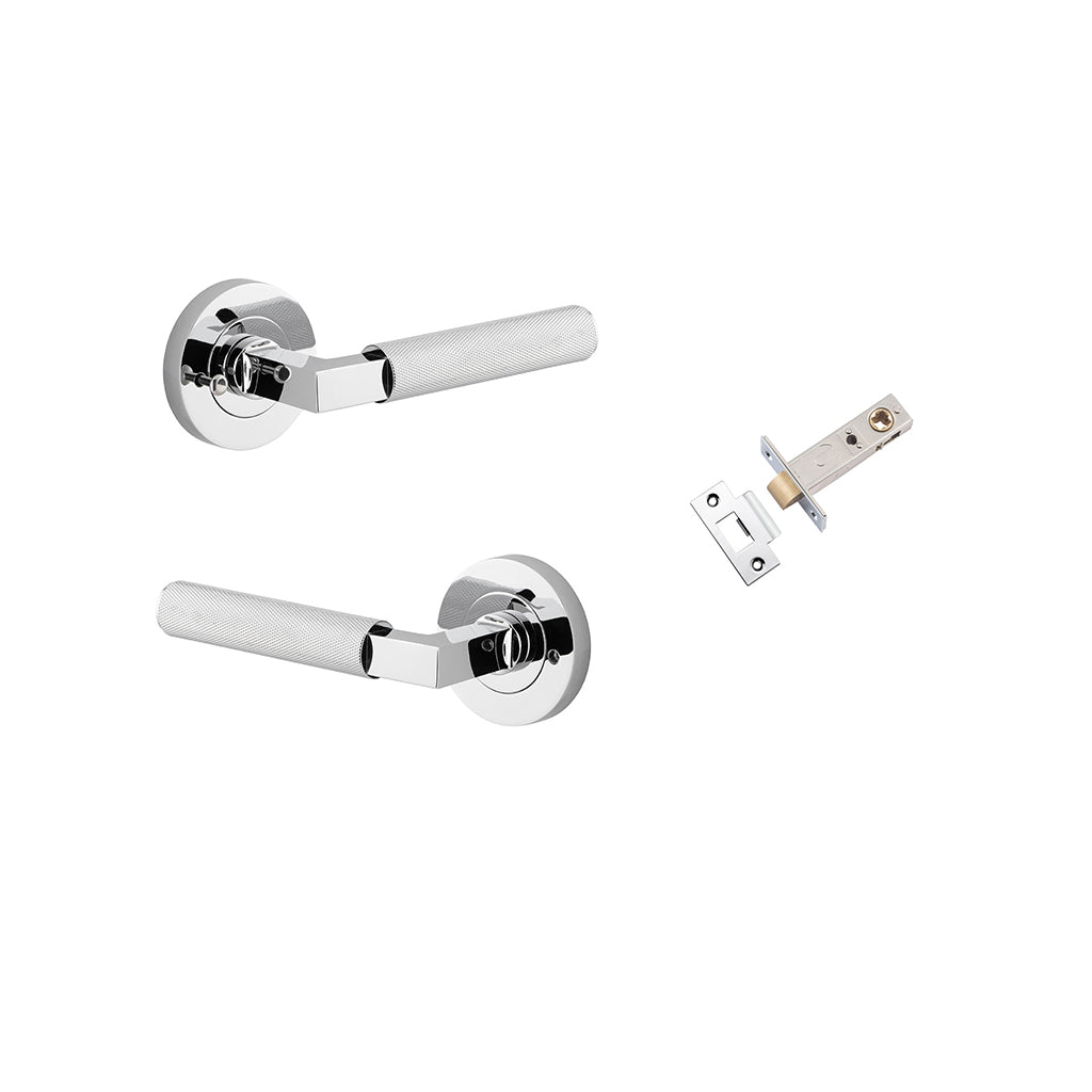 Brunswick Lever - Round Rose Polished Chrome / Privacy / Inbuilt Privacy Kit