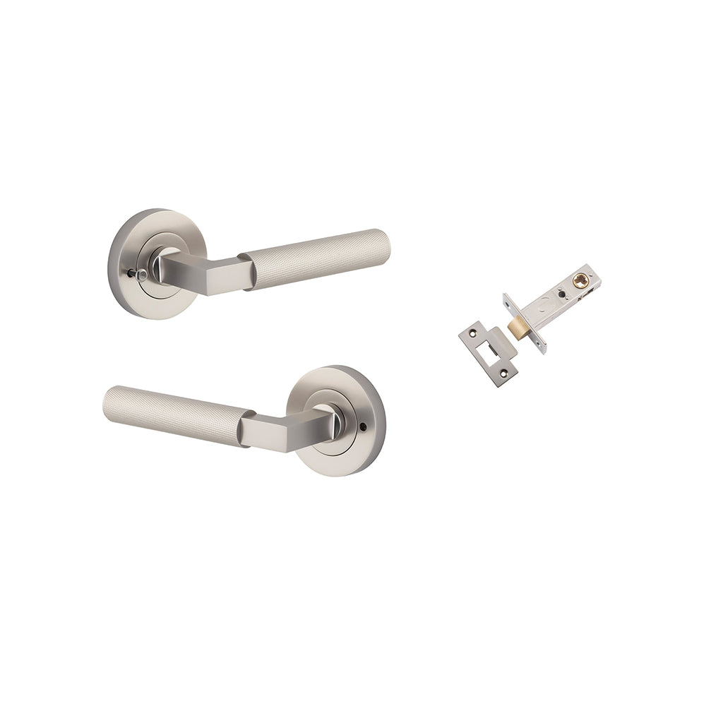 Brunswick Lever - Round Rose Satin Nickel / Privacy / Inbuilt Privacy Kit