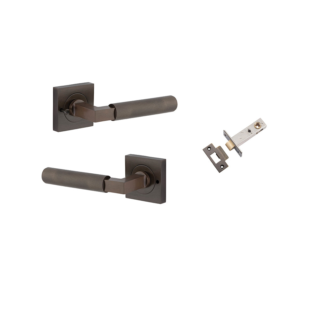 Brunswick Lever - Square Rose Signature Brass / Privacy / Inbuilt Privacy Kit