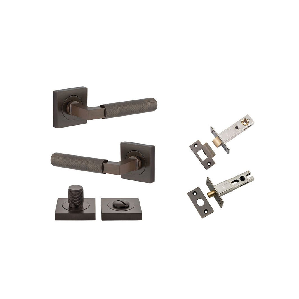 Brunswick Lever - Square Rose Signature Brass / Privacy / Separate Privacy Kit