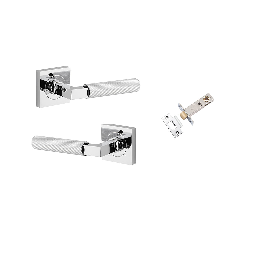 Brunswick Lever - Square Rose Polished Chrome / Privacy / Inbuilt Privacy Kit