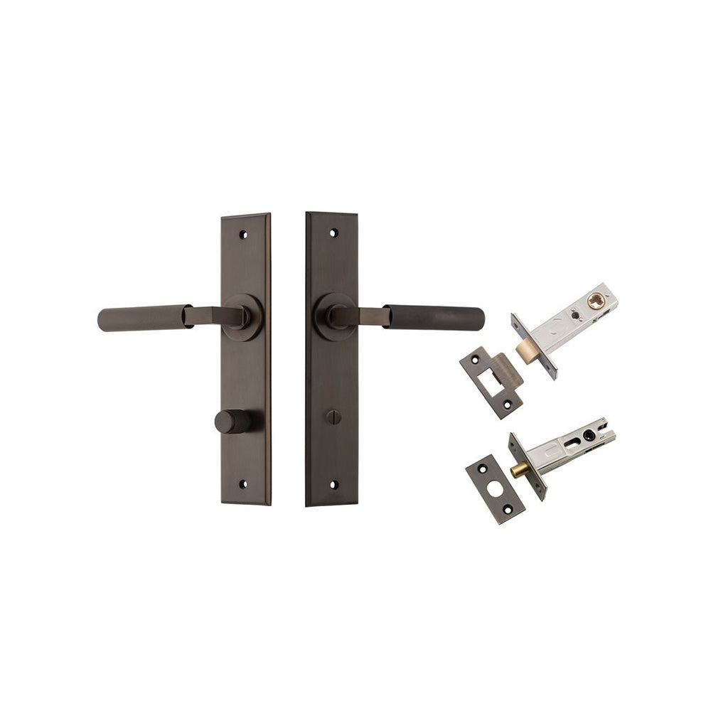 Brunswick Lever - Chamfered Backplate Signature Brass / Privacy / Separate Privacy Kit