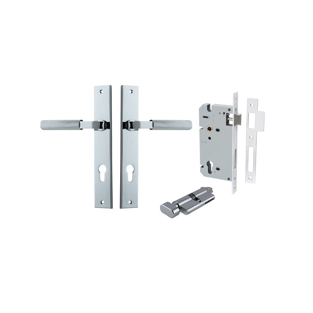 Brunswick Lever - Rectangular Backplate Polished Chrome / Entrance / Entrance Kit (Key-Thumb)