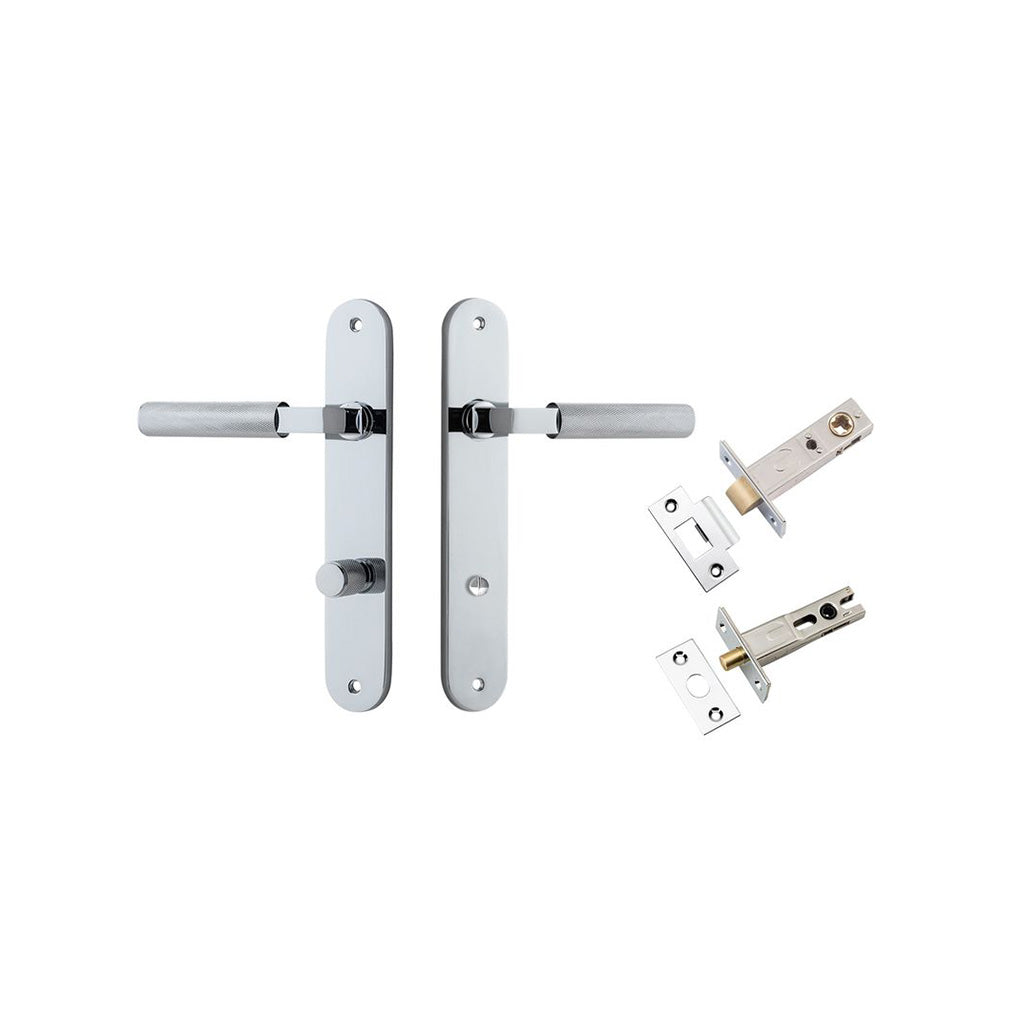 Brunswick Lever - Oval Backplate Polished Chrome / Privacy / Separate Privacy Kit