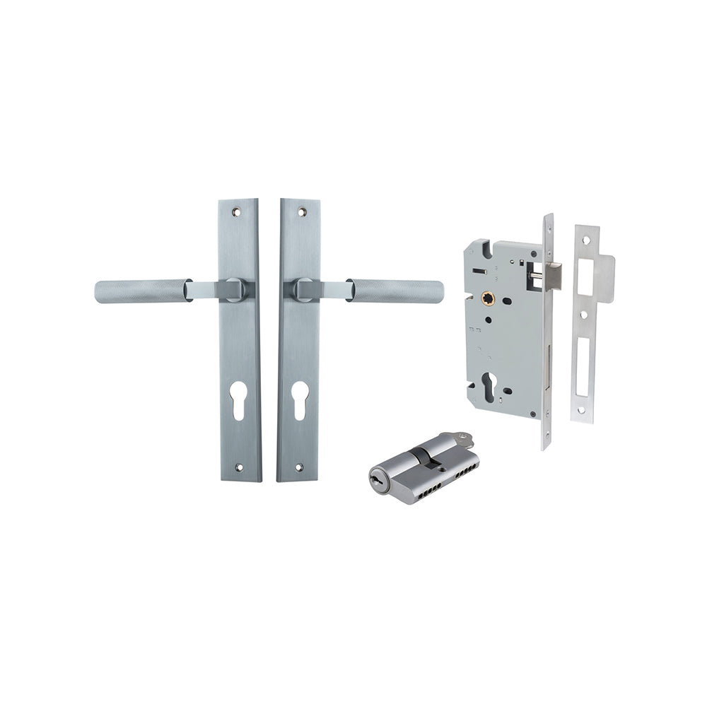 Brunswick Lever - Rectangular Backplate Brushed Chrome / Entrance / Entrance Kit Dual Function (Key-Key)