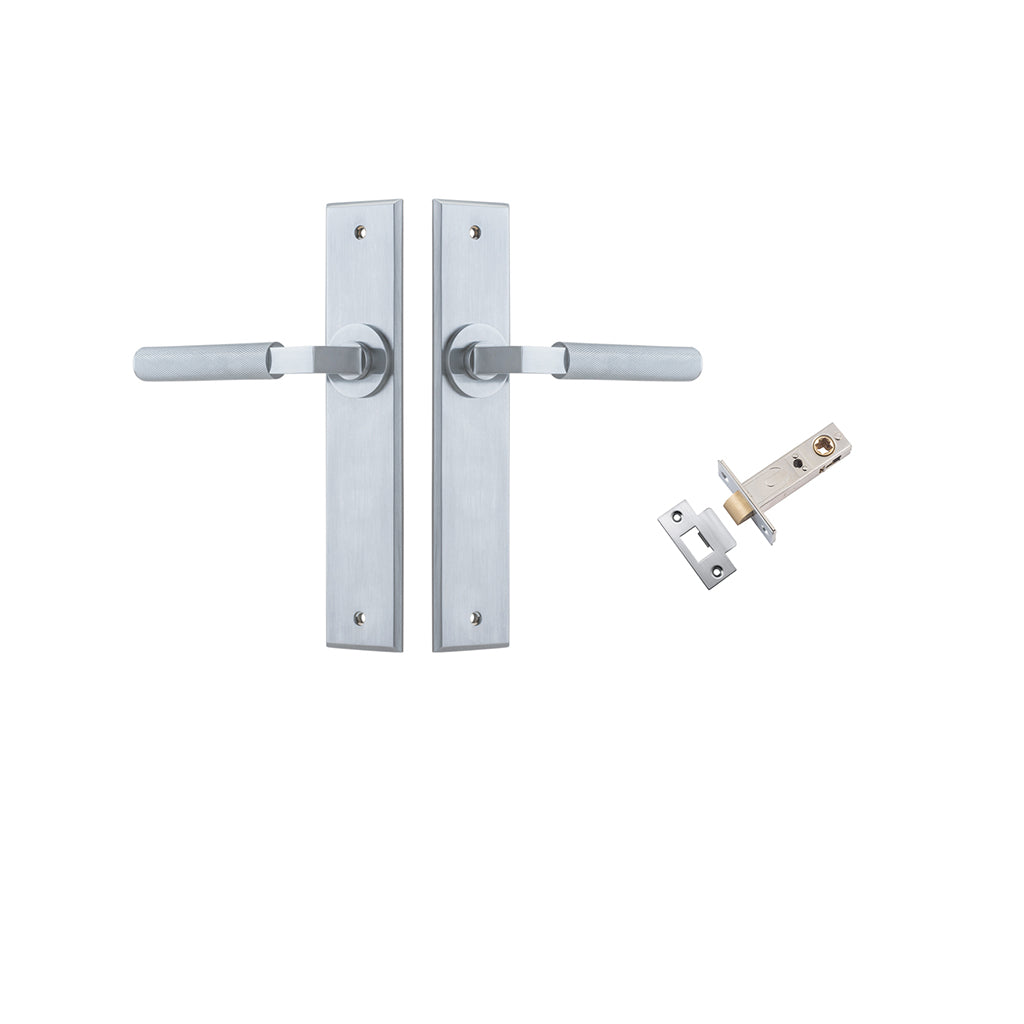 Brunswick Lever - Chamfered Backplate Brushed Chrome / Passage / Passage Kit