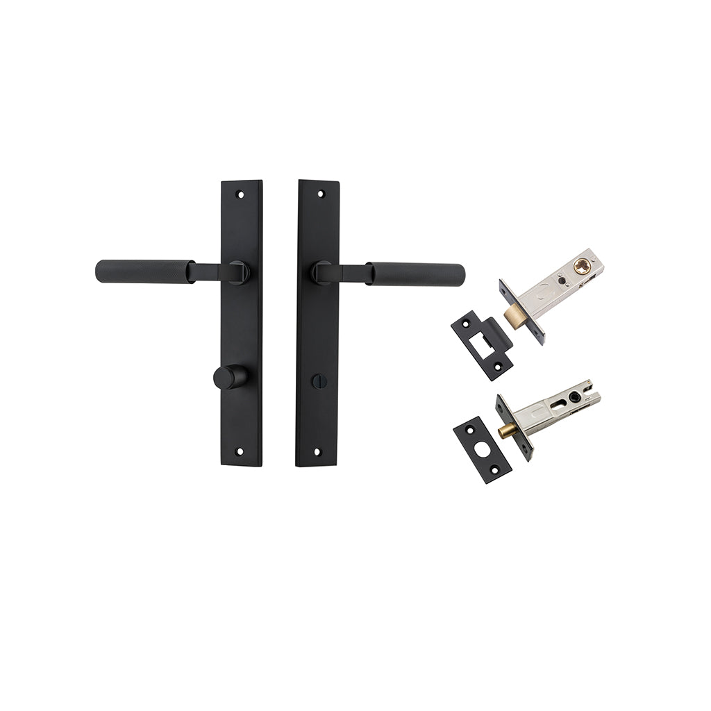 Brunswick Lever - Rectangular Backplate Matt Black / Privacy / Separate Privacy Kit