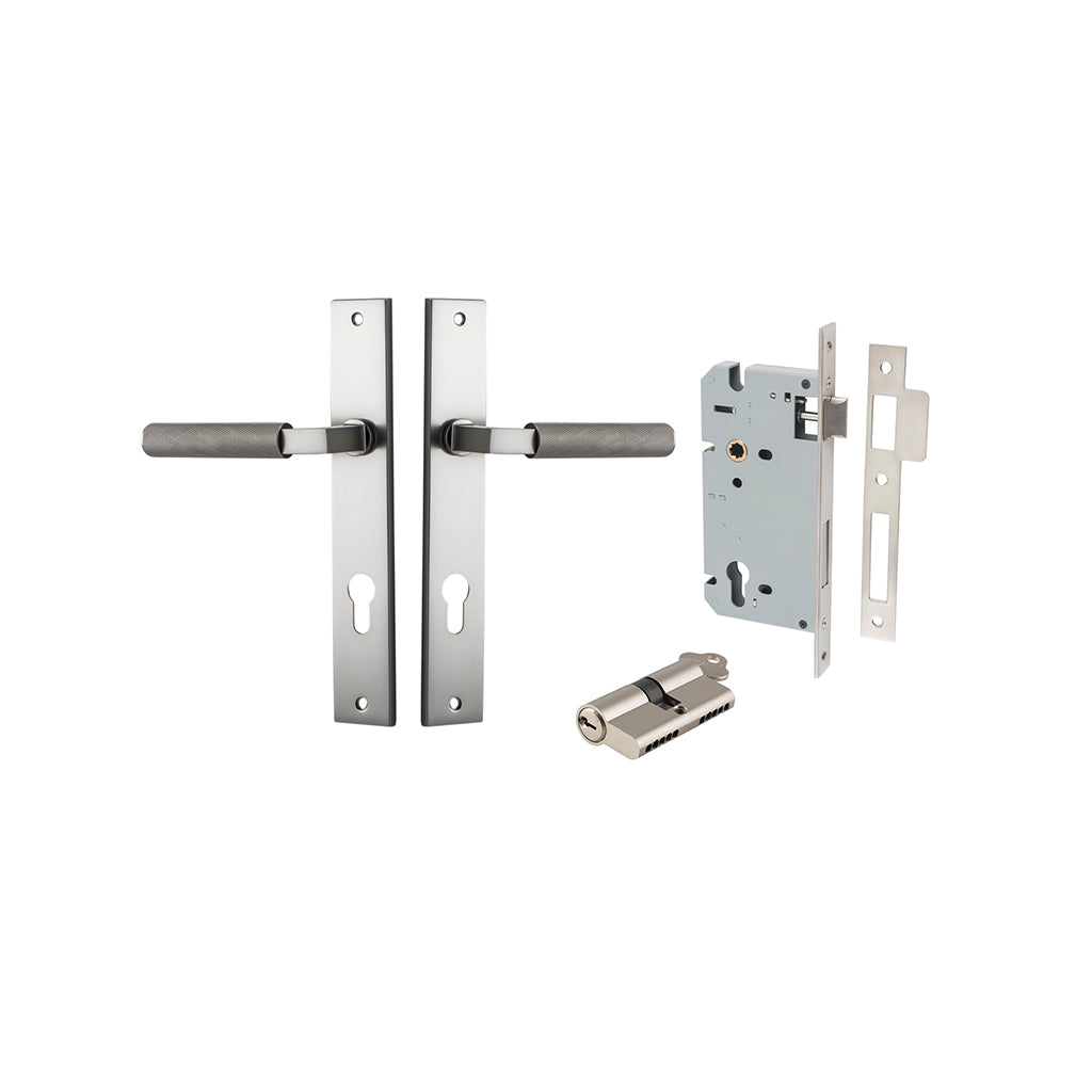 Brunswick Lever - Rectangular Backplate Satin Nickel / Entrance / Entrance Kit Dual Function (Key-Key)