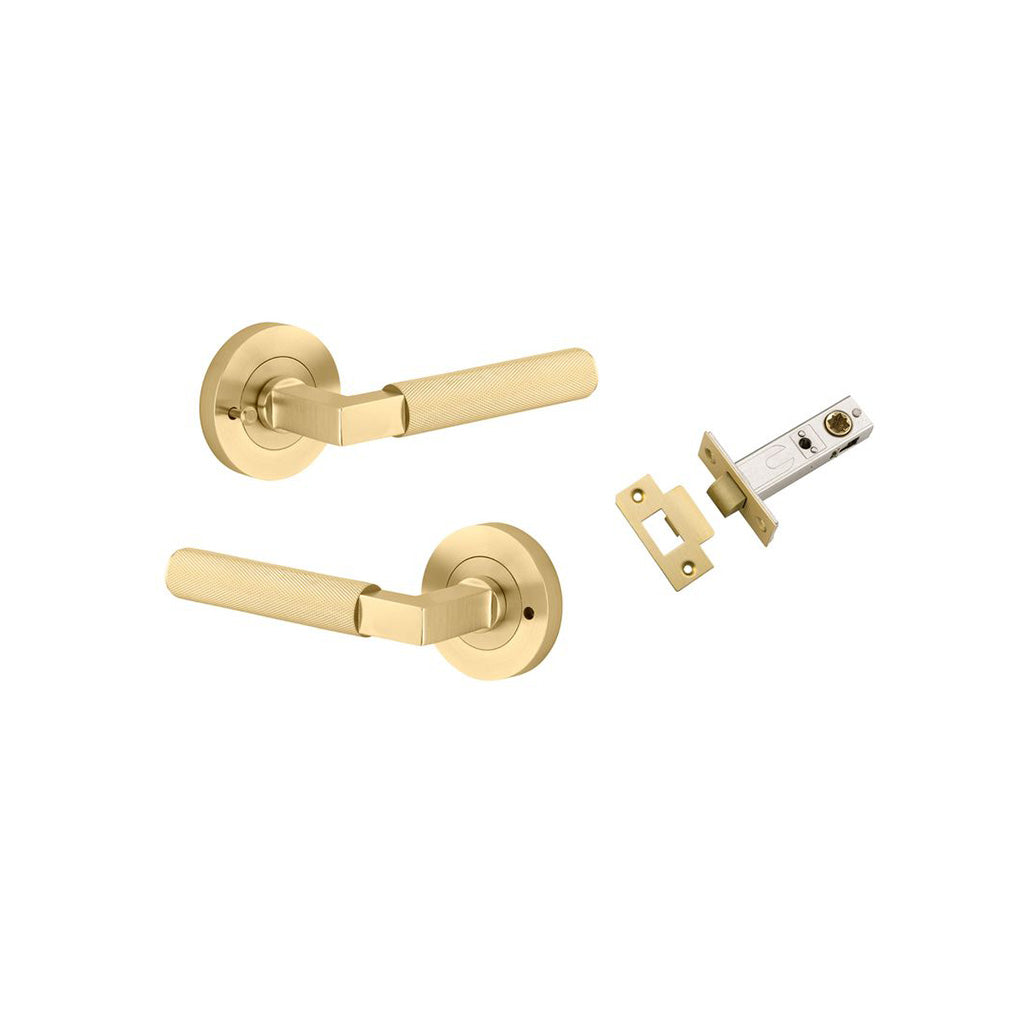 Brunswick Lever - Round Rose Brushed Gold PVD / Privacy / Inbuilt Privacy Kit