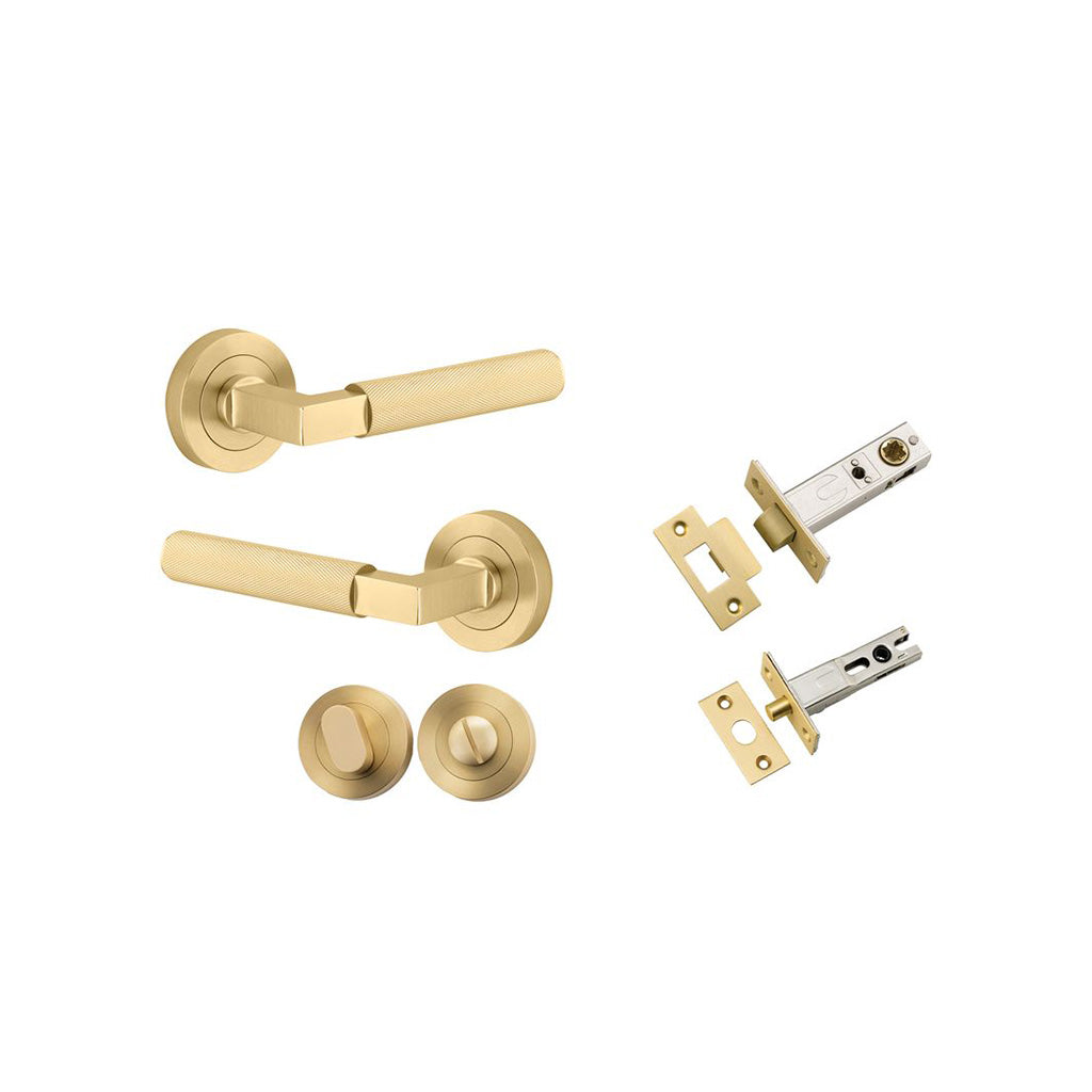Brunswick Lever - Round Rose Brushed Gold PVD / Privacy / Separate Privacy Kit
