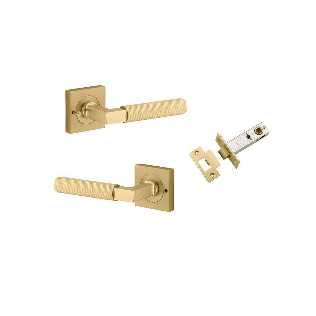 Brunswick Lever - Square Rose Brushed Gold PVD / Privacy / Inbuilt Privacy Kit
