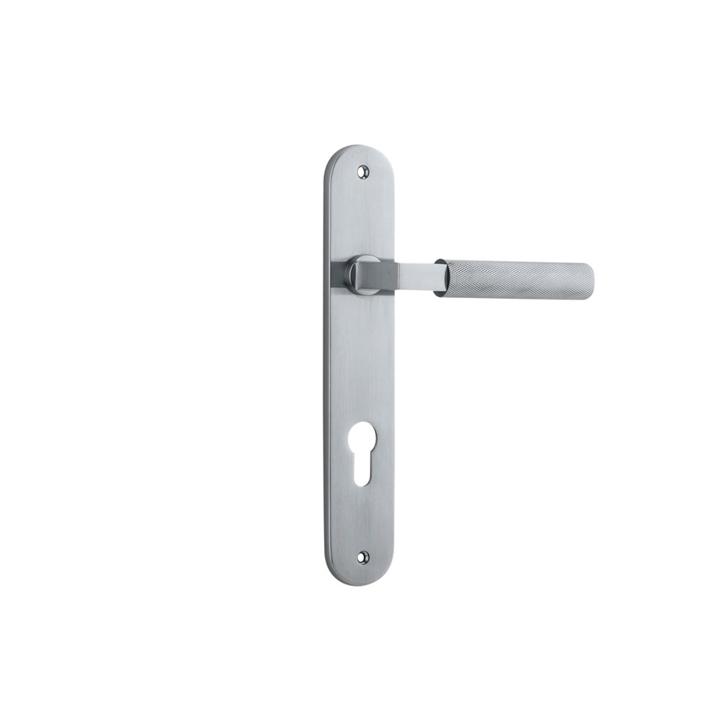 Brunswick Lever - Oval Backplate Brushed Chrome / Entrance / Lever Set Only