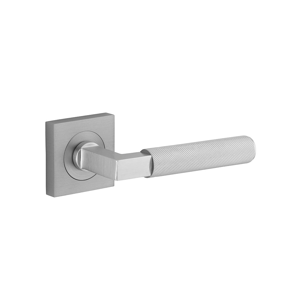 Brunswick Lever - Square Rose Brushed Chrome / Passage / Lever Set Only