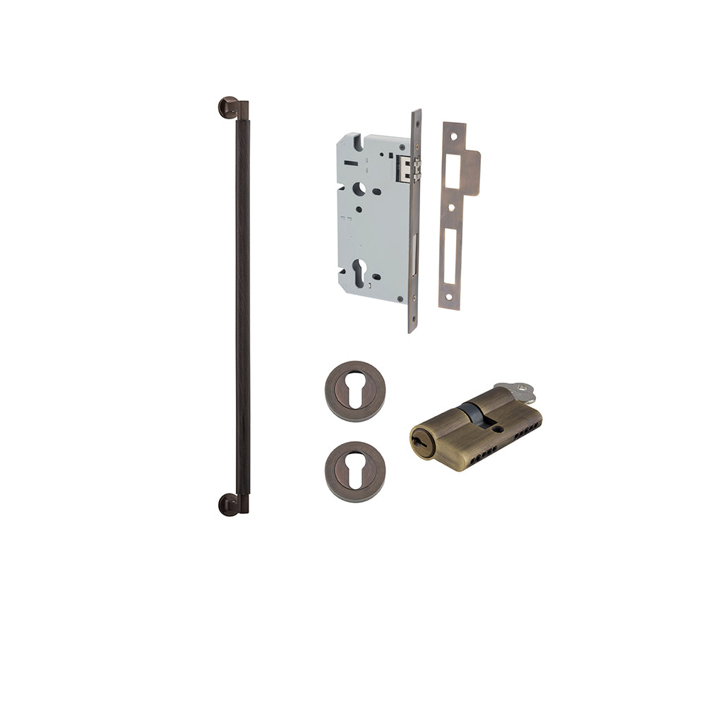 Brunswick Pull Handle Signature Brass / 600mm / Entrance Kit Dual Function (Key-Key)