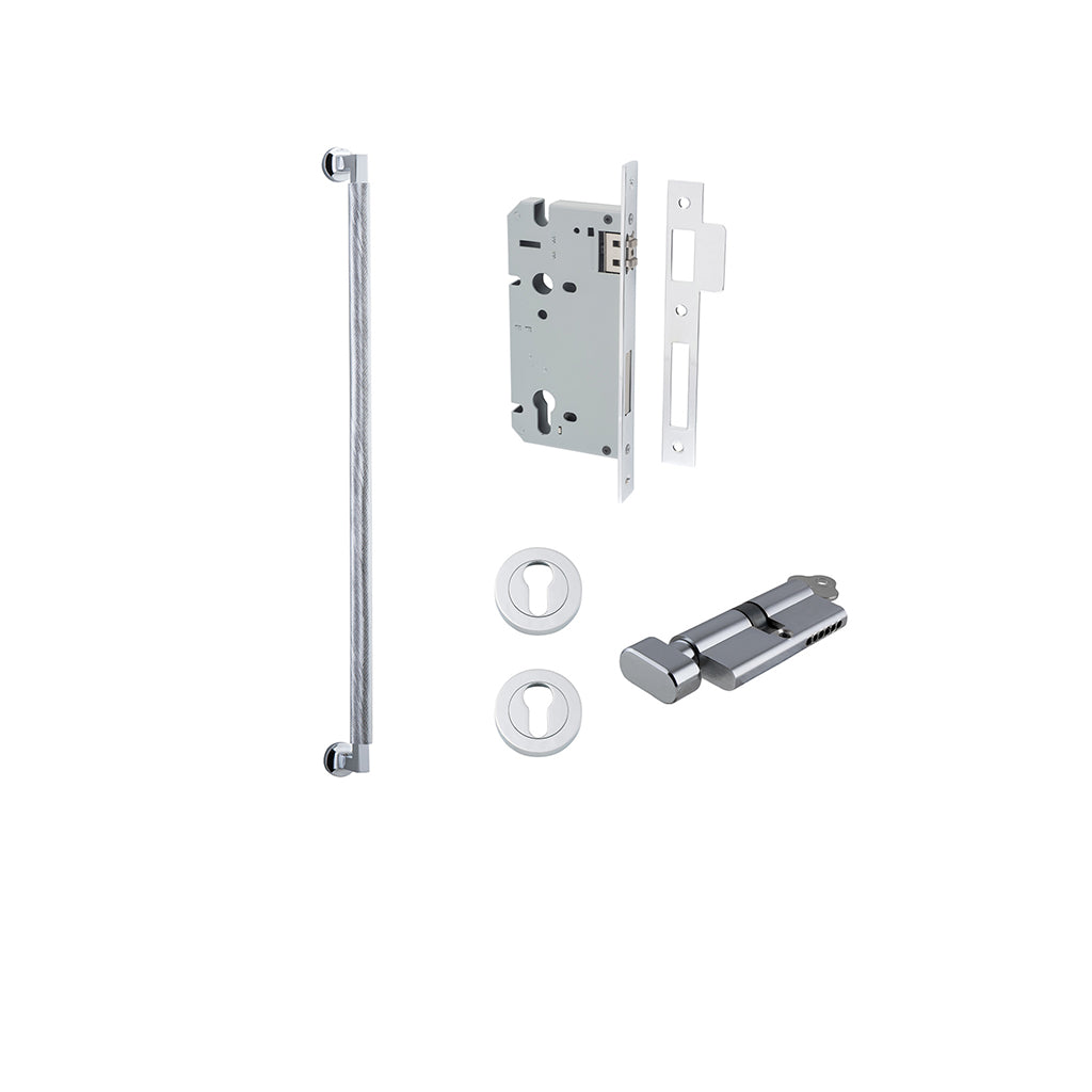 Brunswick Pull Handle Polished Chrome / 600mm / Entrance Kit (Key-Thumb)