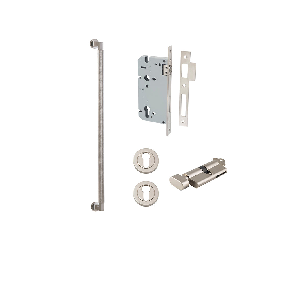 Brunswick Pull Handle Satin Nickel / 600mm / Entrance Kit (Key-Thumb)