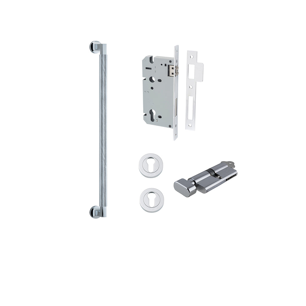 Brunswick Pull Handle Polished Chrome / 450mm / Entrance Kit (Key-Thumb)