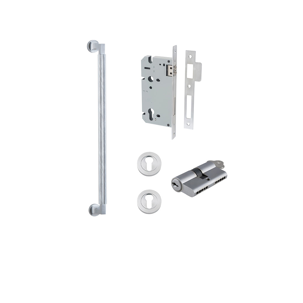 Brunswick Pull Handle Brushed Chrome / 450mm / Entrance Kit Dual Function (Key-Key)