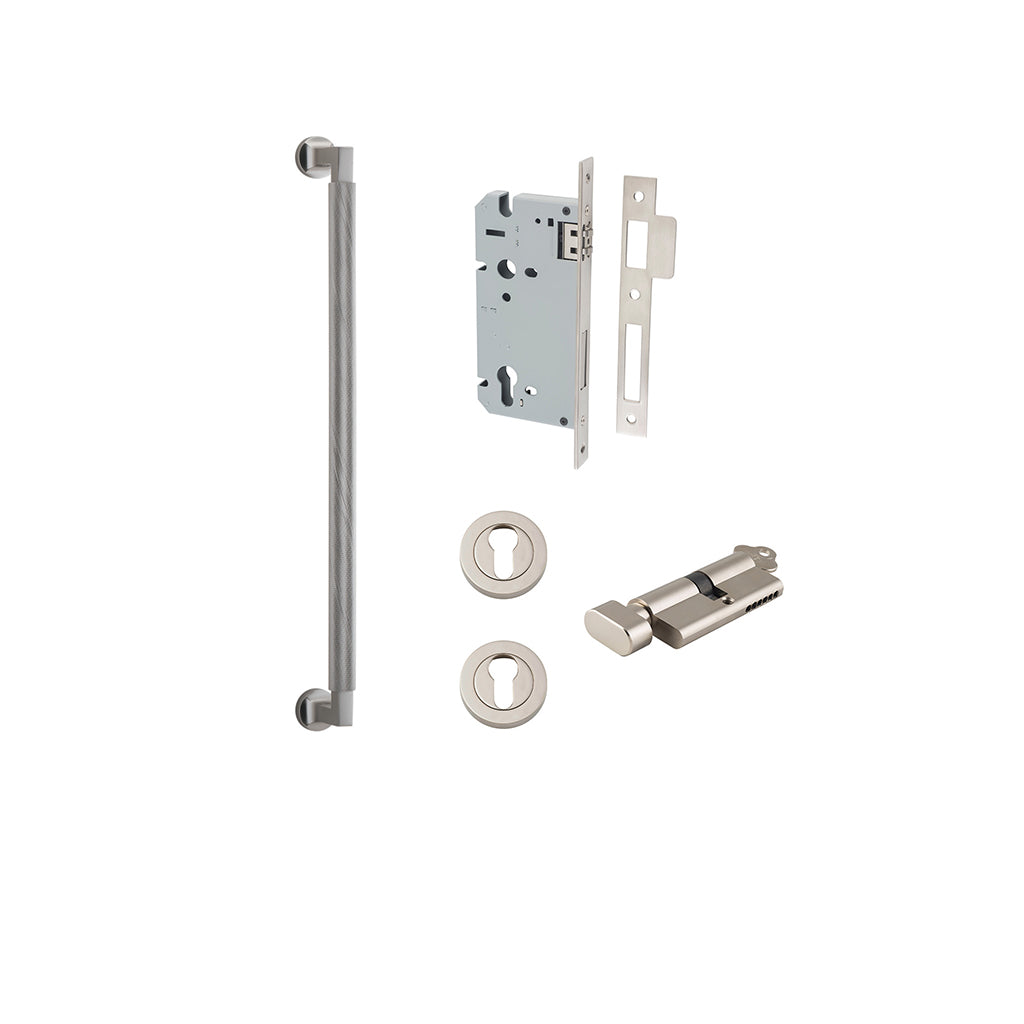Brunswick Pull Handle Satin Nickel / 450mm / Entrance Kit (Key-Thumb)
