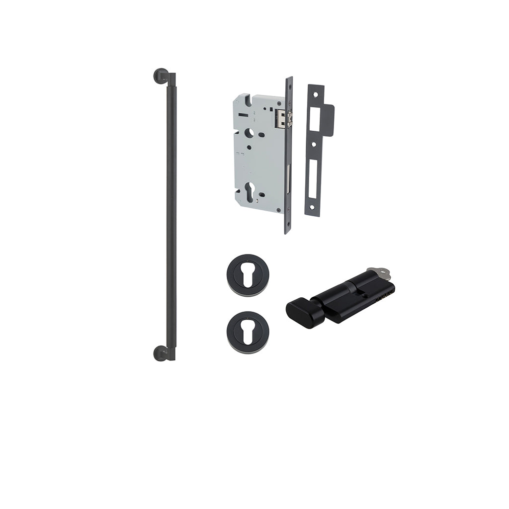 Brunswick Pull Handle Matt Black / 600mm / Entrance Kit (Key-Thumb)