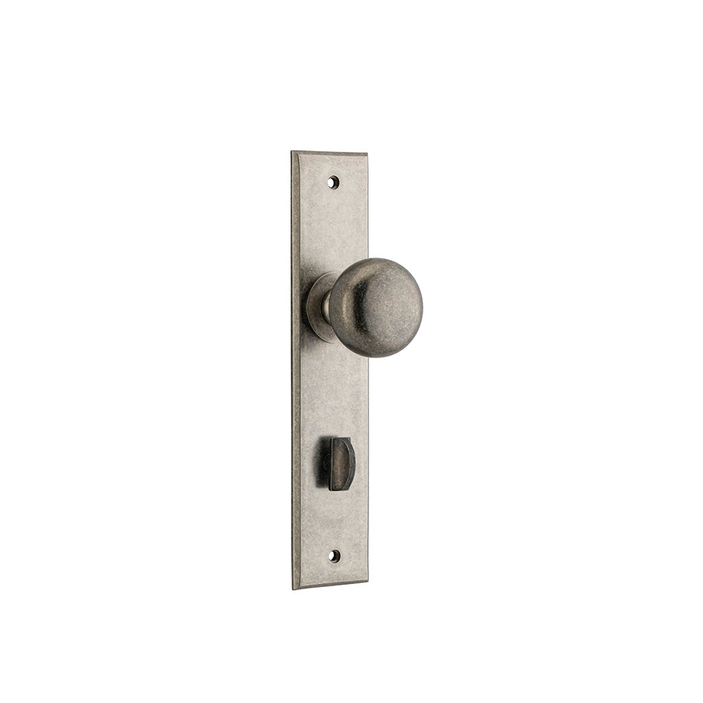 Cambridge Knob - Chamfered Backplate Distressed Nickel / Privacy / Lever Set Only