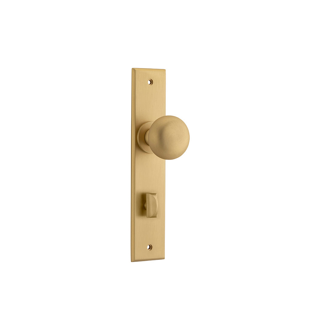 Cambridge Knob - Chamfered Backplate Brushed Brass / Privacy / Lever Set Only