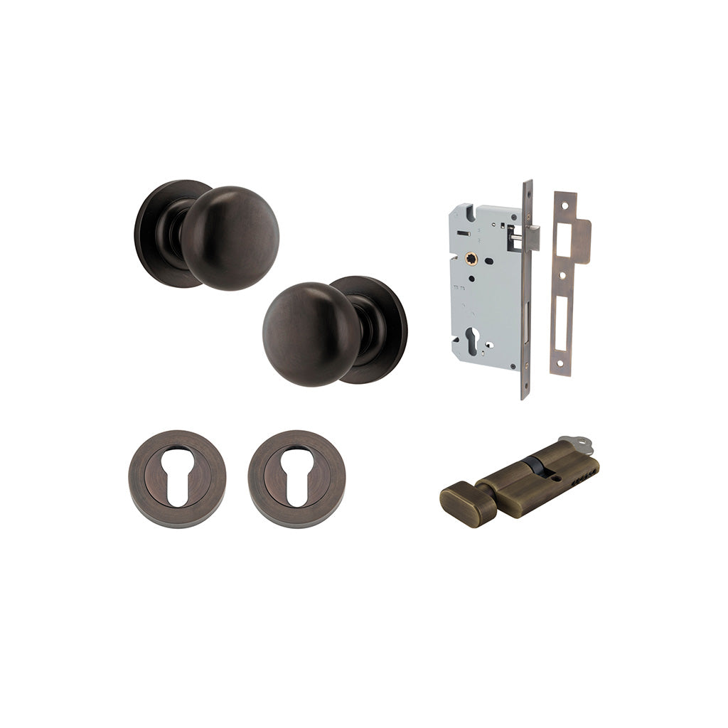 Cambridge Knob - Round Rose Signature Brass / Entrance / Entrance Kit (Key-Thumb)