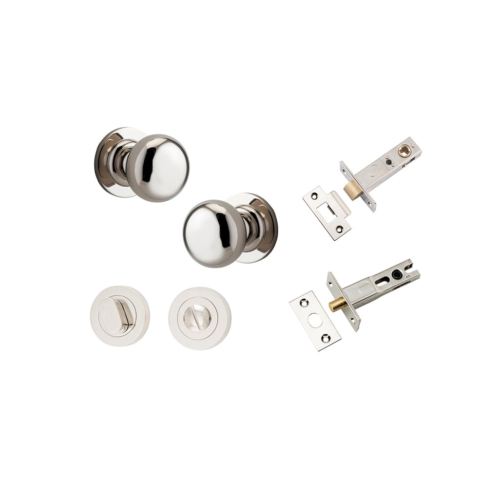 Cambridge Knob - Round Rose Polished Nickel / Privacy / Separate Privacy Kit