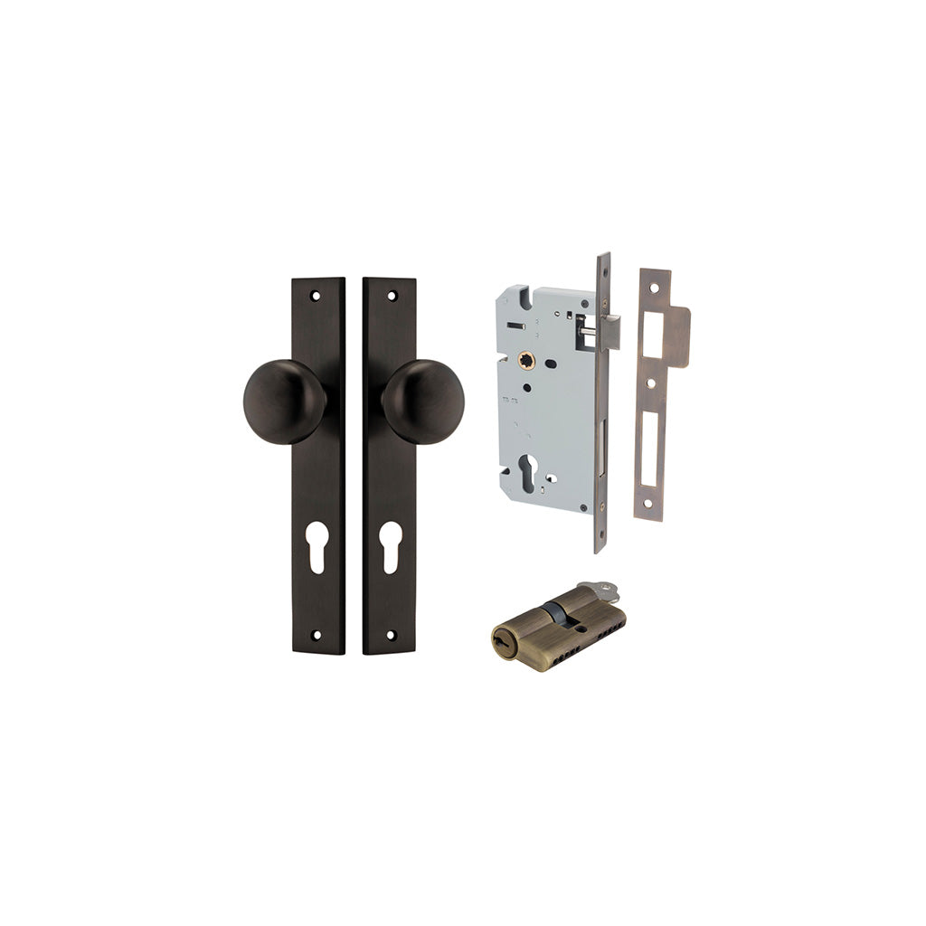 Cambridge Knob - Rectangular Backplate Signature Brass / Entrance / Entrance Kit Dual Function (Key-Key)