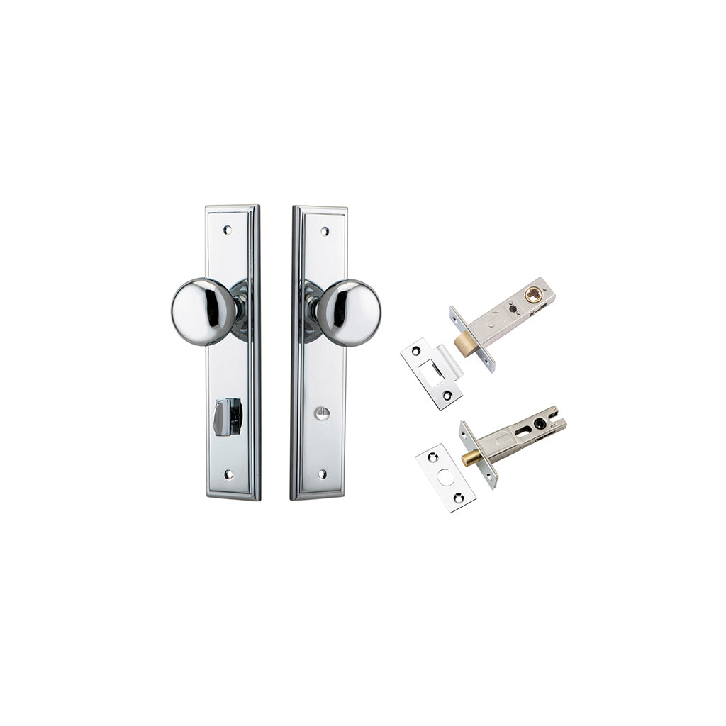Cambridge Knob - Stepped Backplate Polished Chrome / Privacy / Separate Privacy Kit
