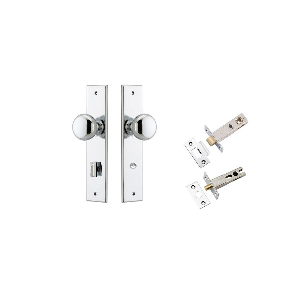 Cambridge Knob - Chamfered Backplate Polished Chrome / Privacy / Separate Privacy Kit