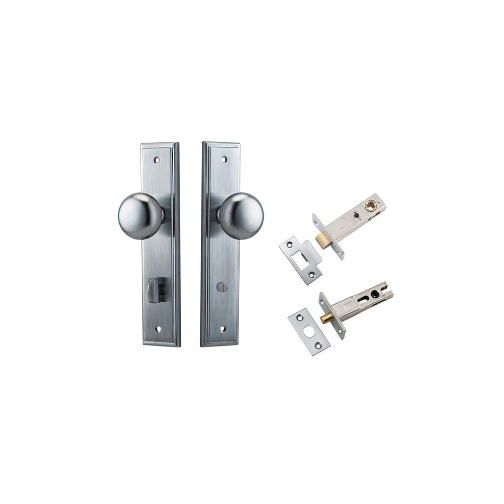 Cambridge Knob - Stepped Backplate Brushed Chrome / Privacy / Separate Privacy Kit